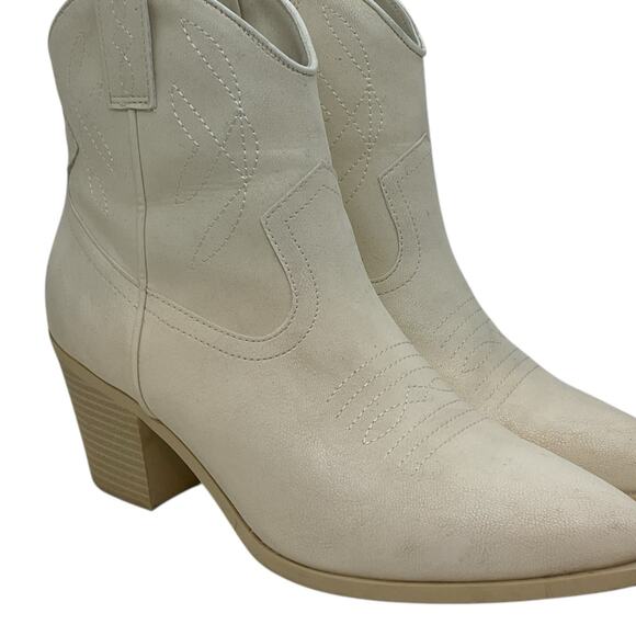MIA Sawyer Embroidered Pointed Toe Cowboy Booties Women's Beige Sz 8 - Picture 10 of 13